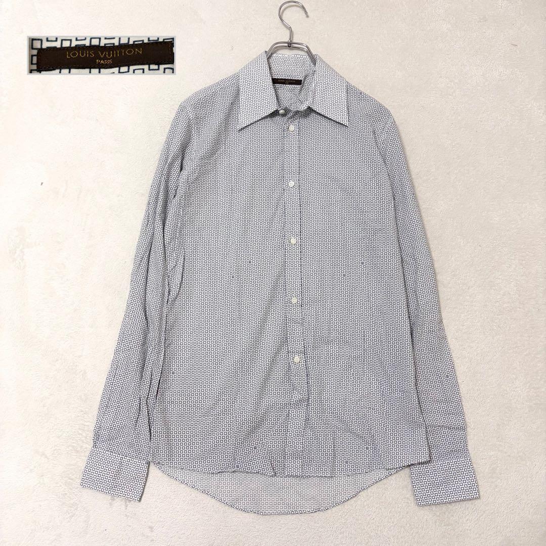 【美品】LOUIS VUITTON 長袖 ワイシャツ シャツ 総柄 ロゴ 38