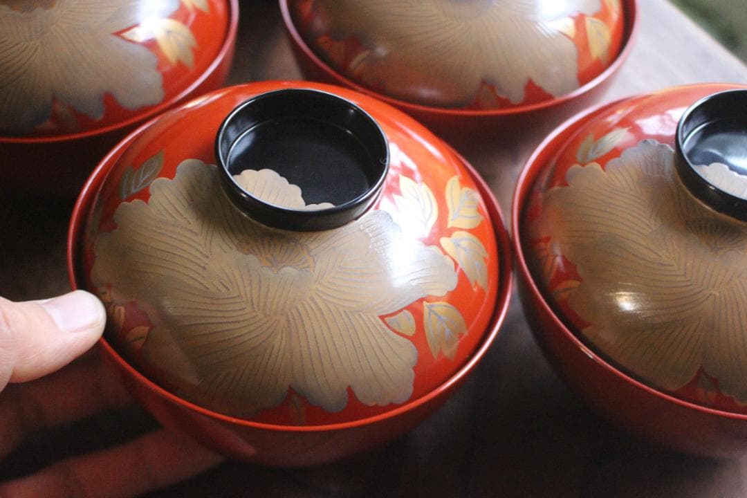 牡丹蒔絵椀5点セット！