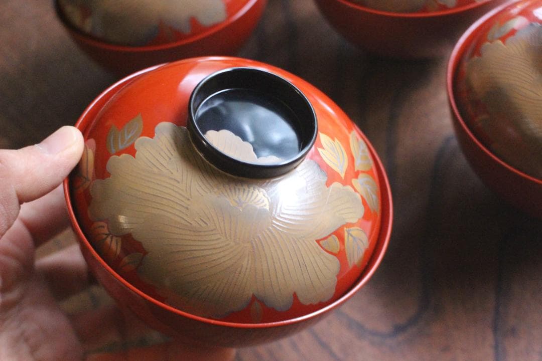 牡丹蒔絵椀5点セット！