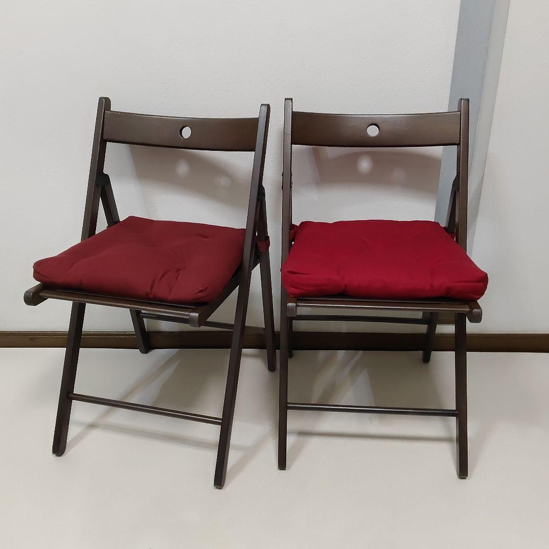 クッション付き　2脚　IKEA　TERJE　FRÖSVI　木製折りたたみチェア
