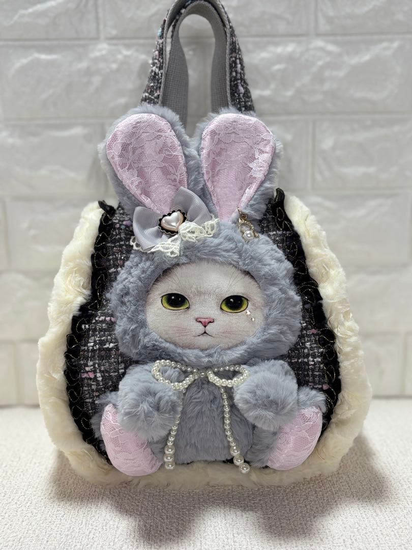 黒*こ様 コヤンイサムチョン　ハンドメイド　ファーバッグ　ギムくん　グレーうさぎ
