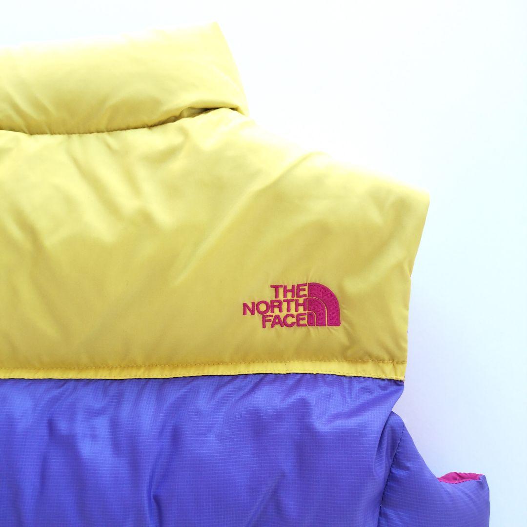 ノースフェイス ヌプシ ダウンベスト 700フィル パープル イエロー【Ｍ】