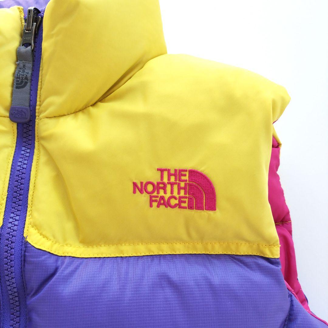 ノースフェイス ヌプシ ダウンベスト 700フィル パープル イエロー【Ｍ】