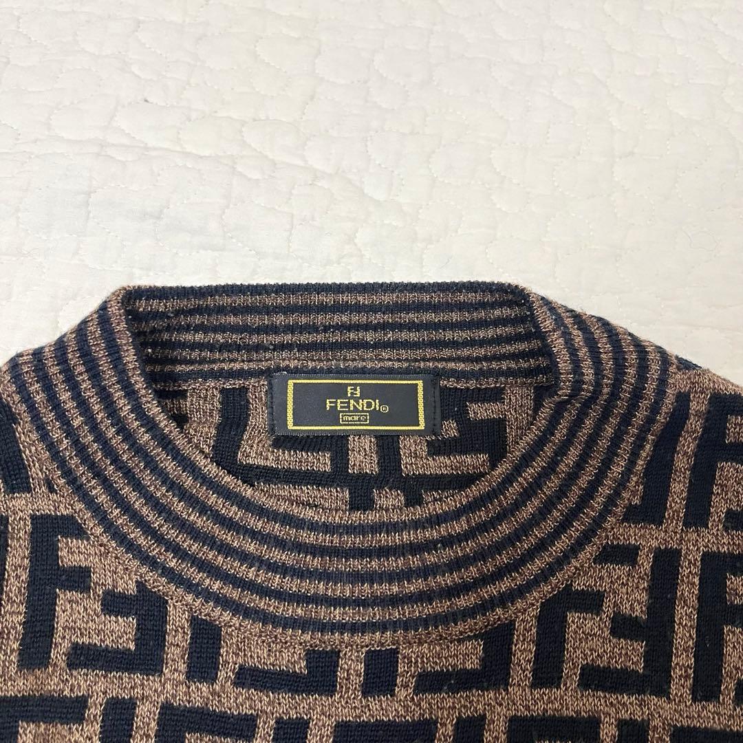 FENDI フェンディ　ウール　ズッカ　モックネック　ニット　セーター