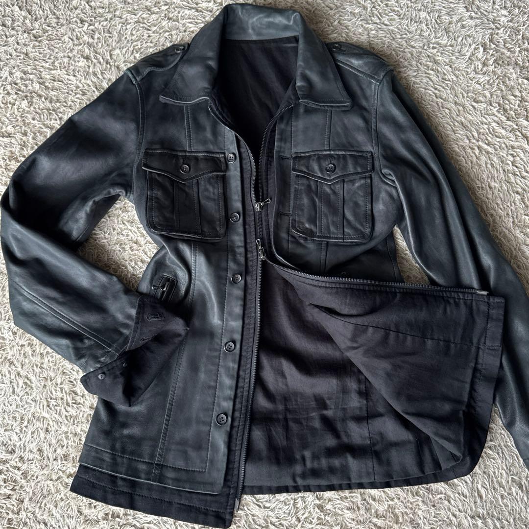 SHELLAC シェラック　レザージャケット　異素材切り替え　ブラック　y2k