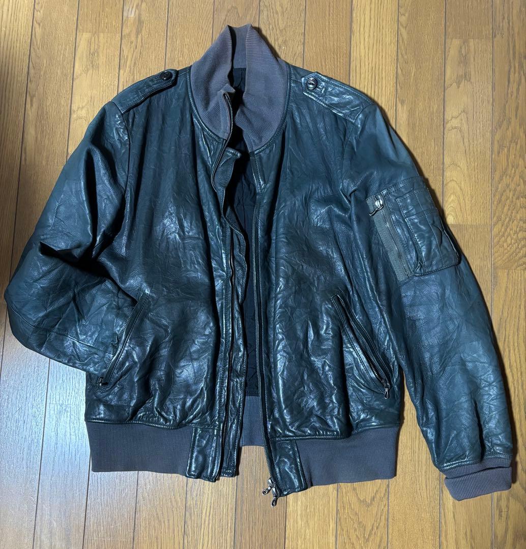 アタッチメント黒レザーシングルライダースジャケット