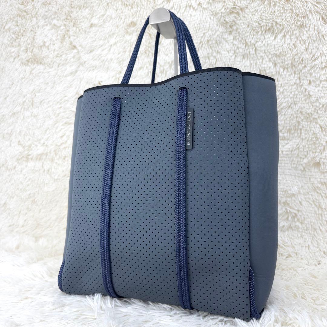 美品 ステイトオブエスケープ サテライトシティ トートバッグ ネイビー
