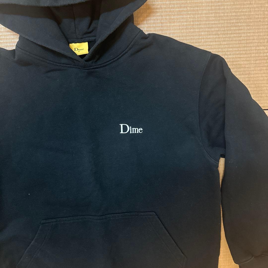 Dime ブラック　パーカー M 裏起毛　刺繍ロゴ