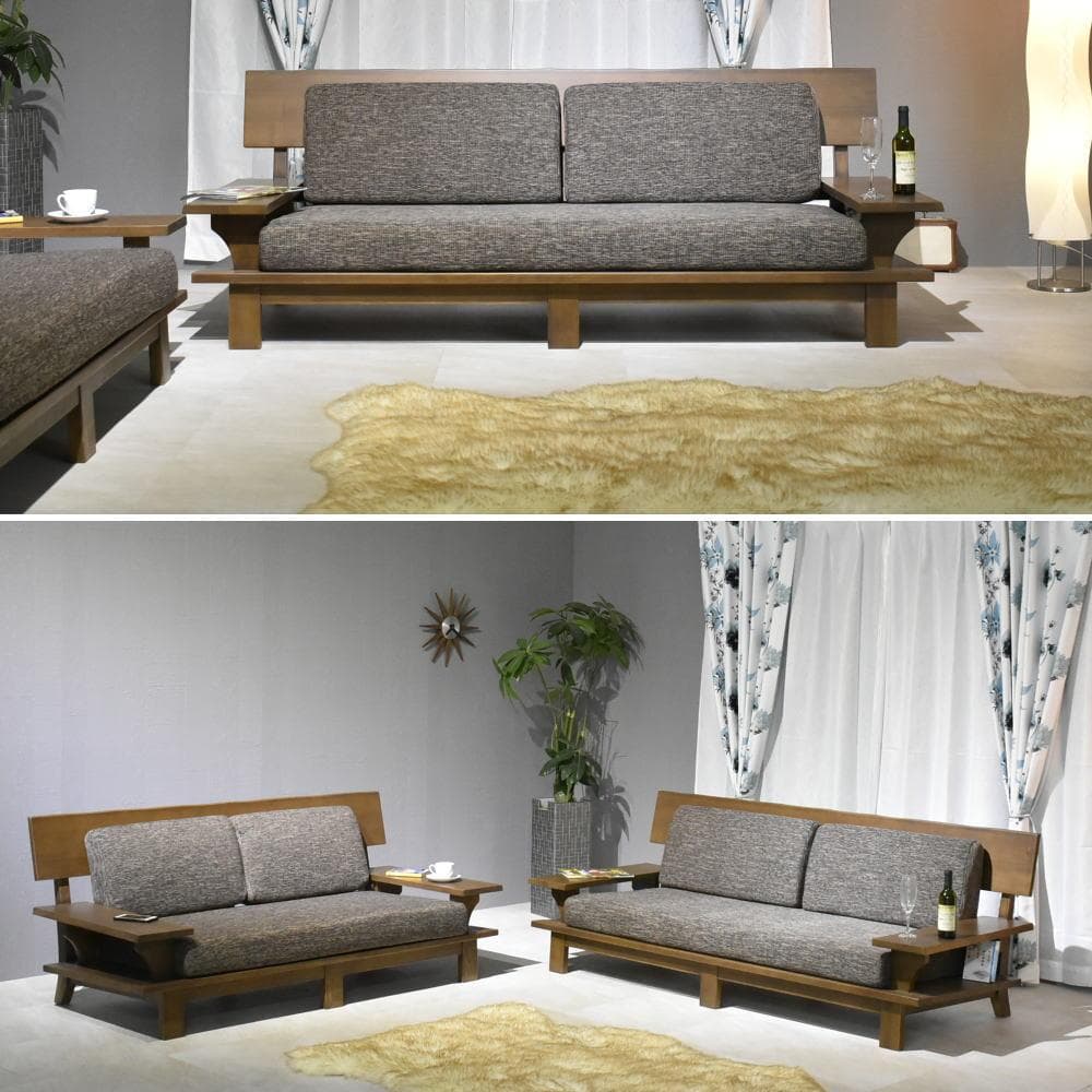 週末限定値下げ　2人掛け ソファ 幅160cm 和モダン 高級 タモ材 フレーム