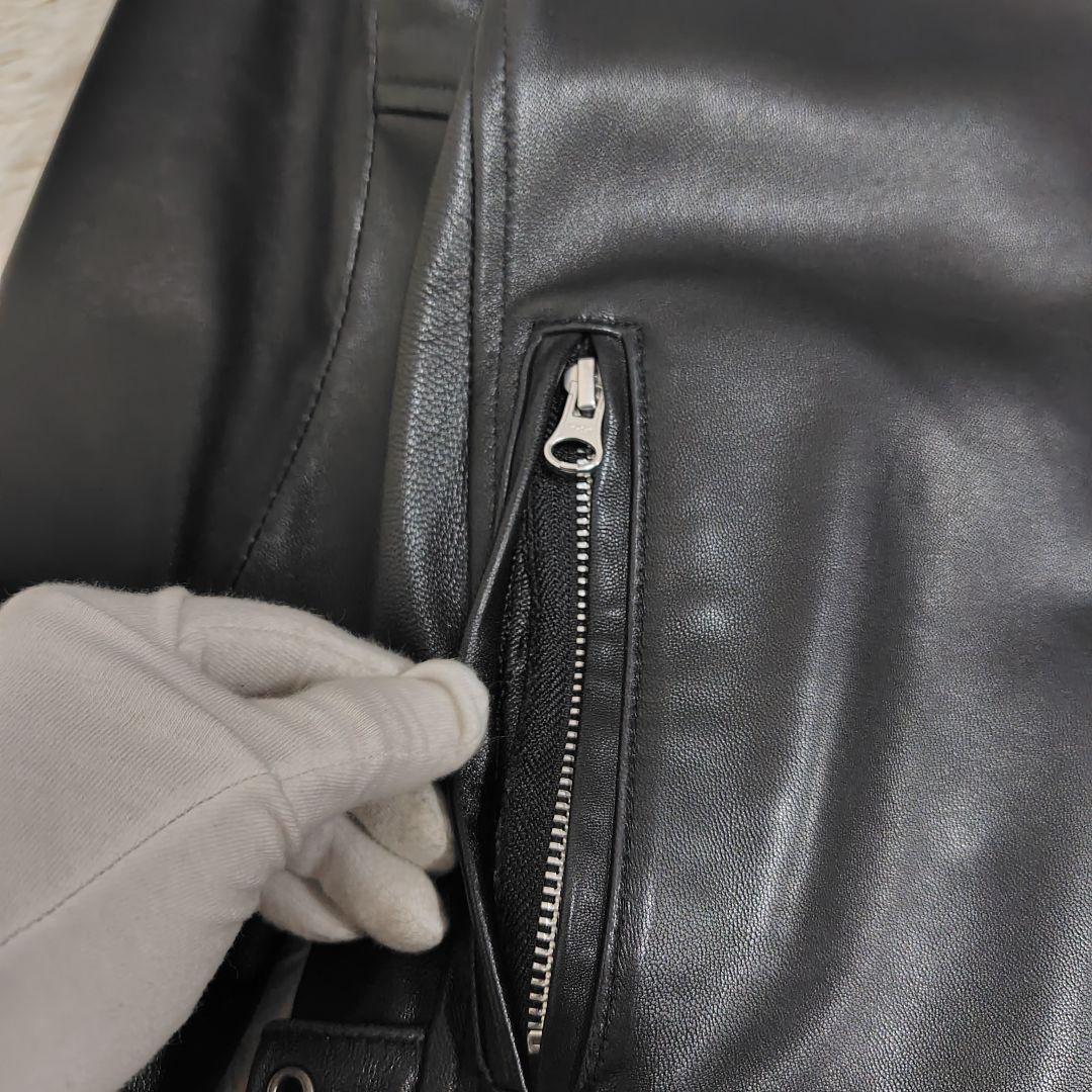 希少✨Schott ラムレザージャケット ロゴ刺繍 黒 XS