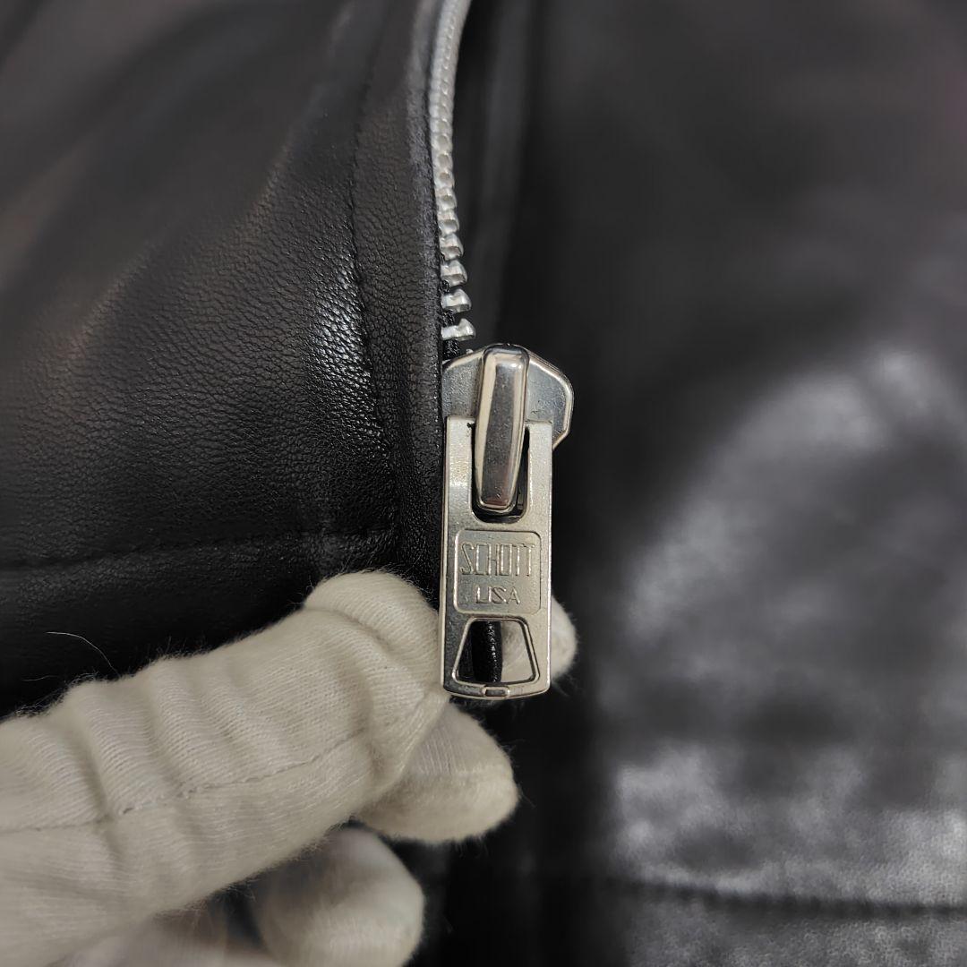 希少✨Schott ラムレザージャケット ロゴ刺繍 黒 XS