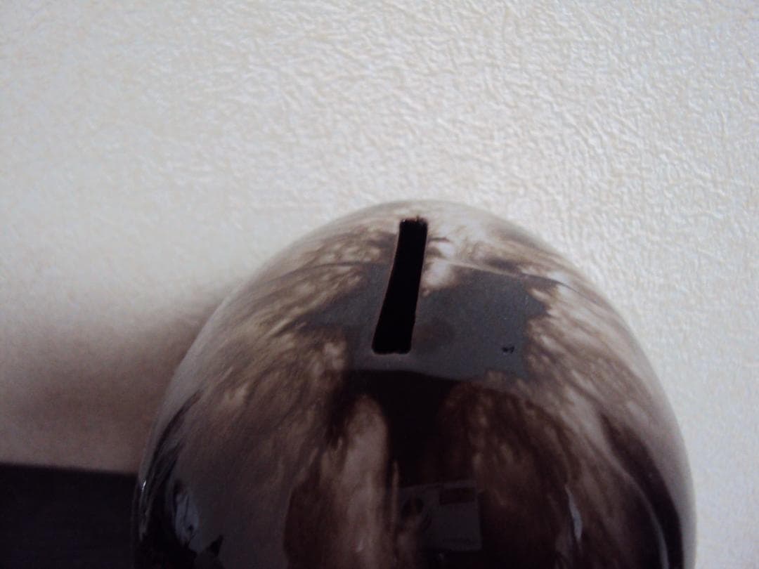 【大き目】ビンテージ　スカル　貯金箱　マーブル　陶器製　JAPAN