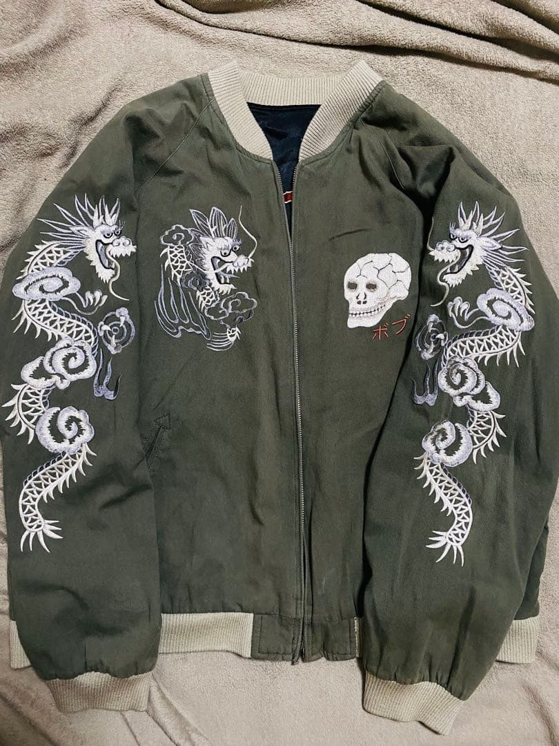 龍 蛇 スカル 日本限定版 スカジャン vintage unisex レーヨン
