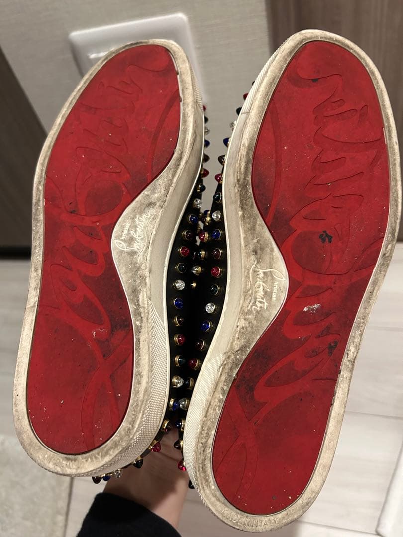 か*な様 クリスチャンルブタン　スタッズ　スリッポン　38 マルチカラー