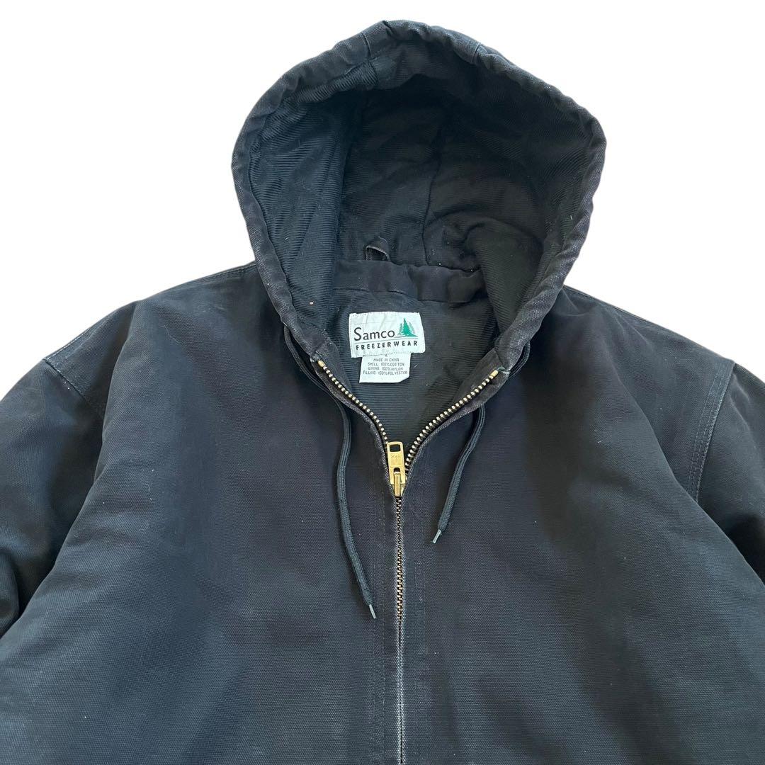 Vintage アクティブジャケット パーカー ダック地 ブラック L 短丈古着