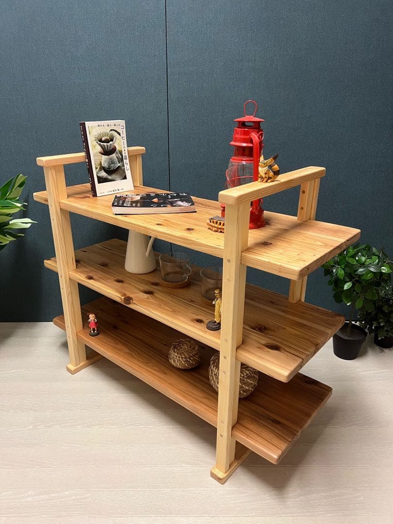 【在庫整理】 オープンラック 本棚 小物置き 杉 ナチュラル 3段