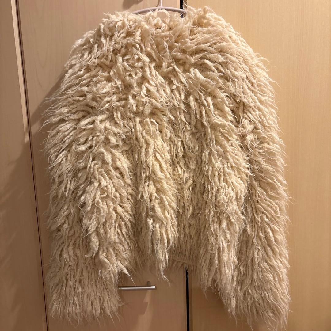 zara ブラッシュドフリンジニットジャケット M エクリュ　新品未使用