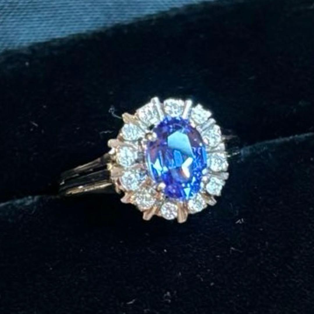 K18 タンザナイト 0.20 ダイヤモンド リング 指輪 18金