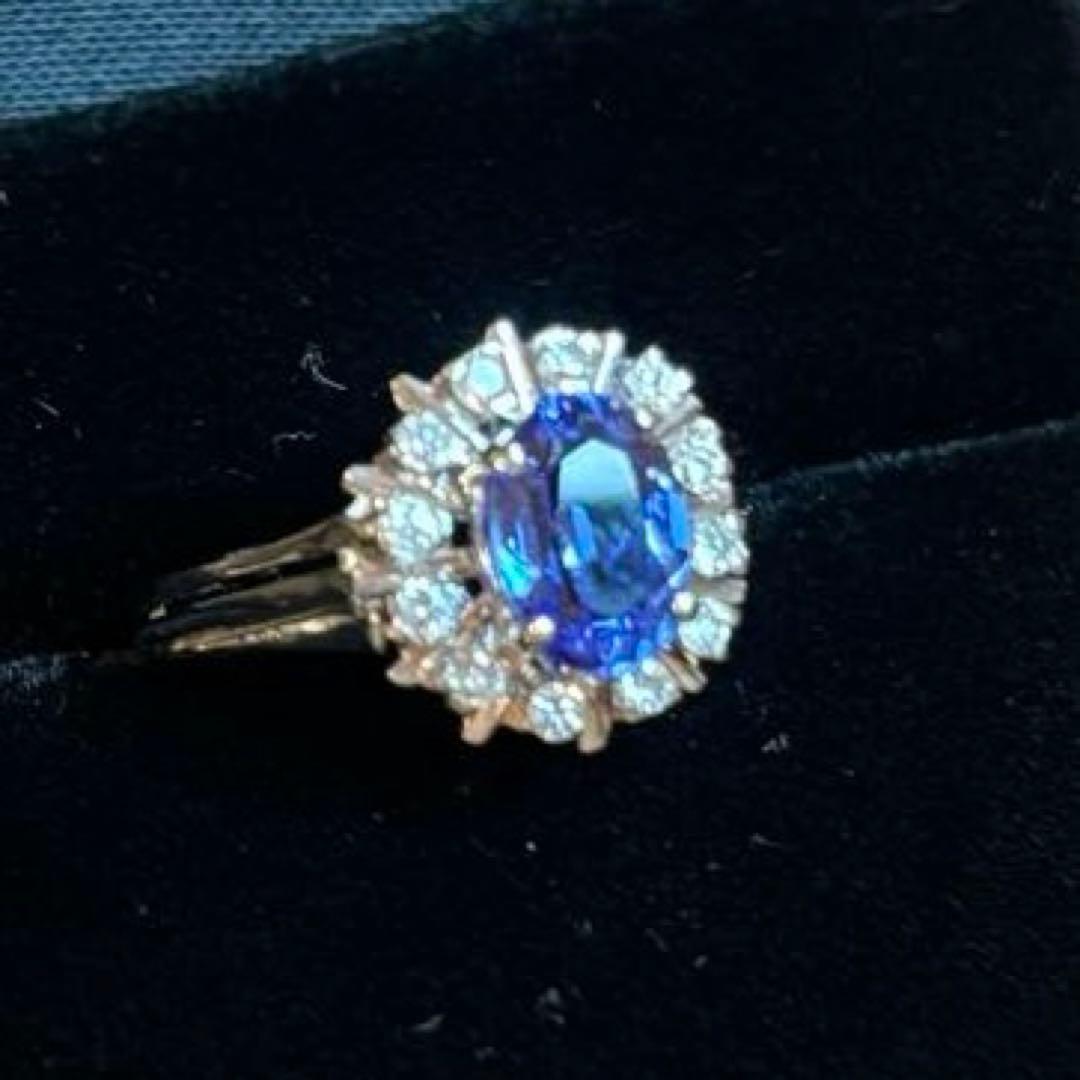 K18 タンザナイト 0.20 ダイヤモンド リング 指輪 18金