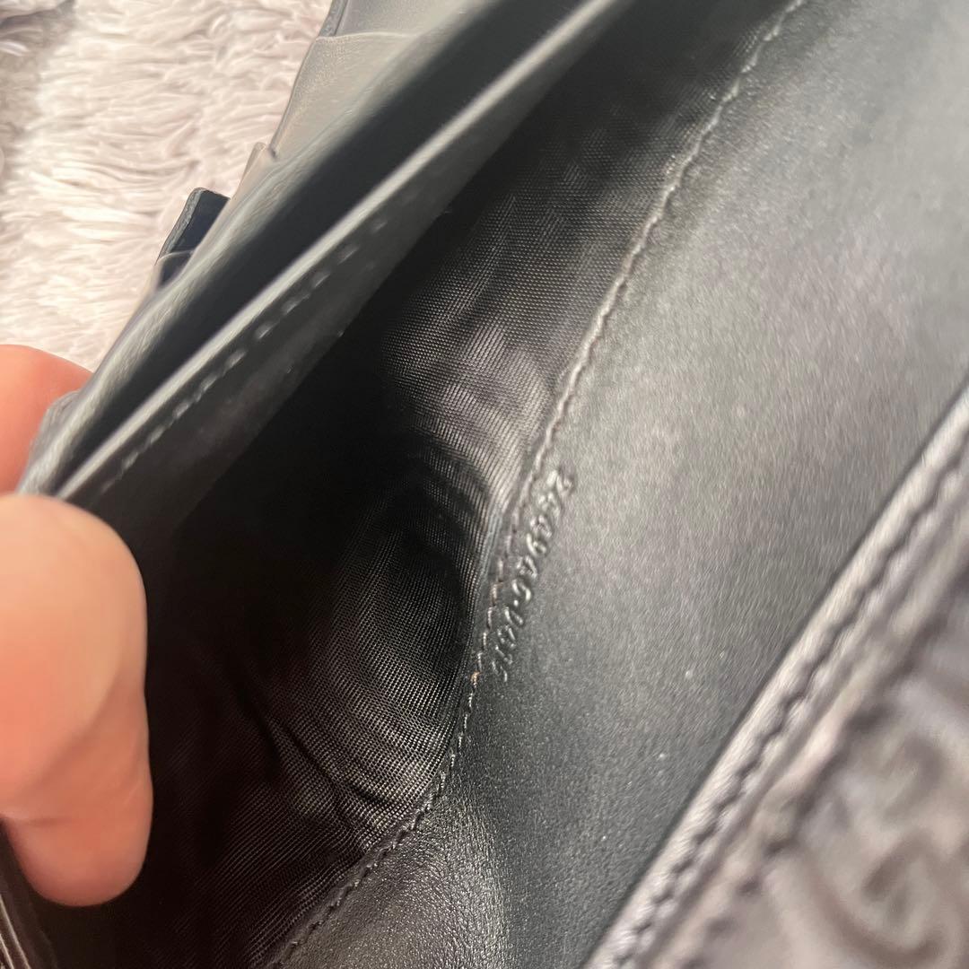 美品✨GUCCI シマ　長財布　ロゴプレート　ブラック　メンズ