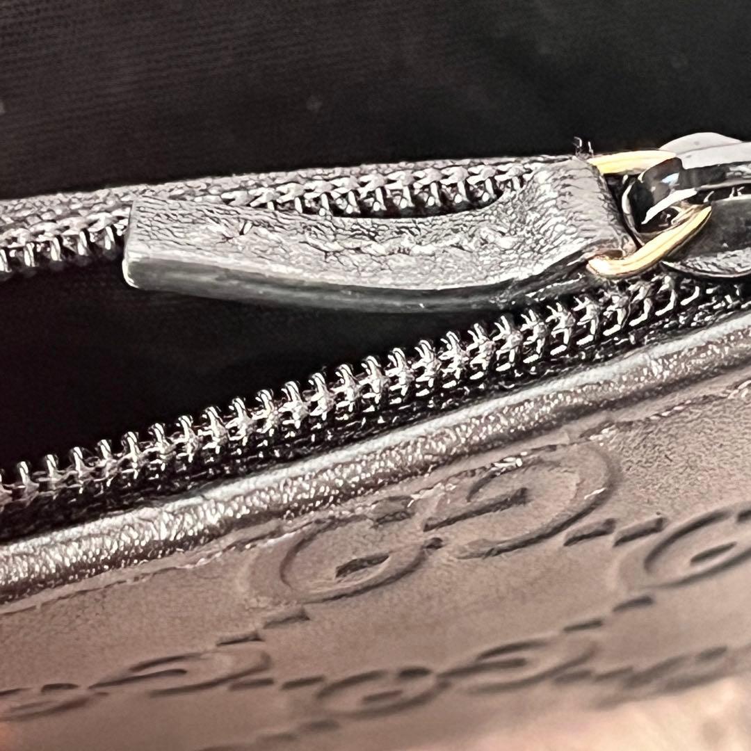 美品✨GUCCI シマ　長財布　ロゴプレート　ブラック　メンズ