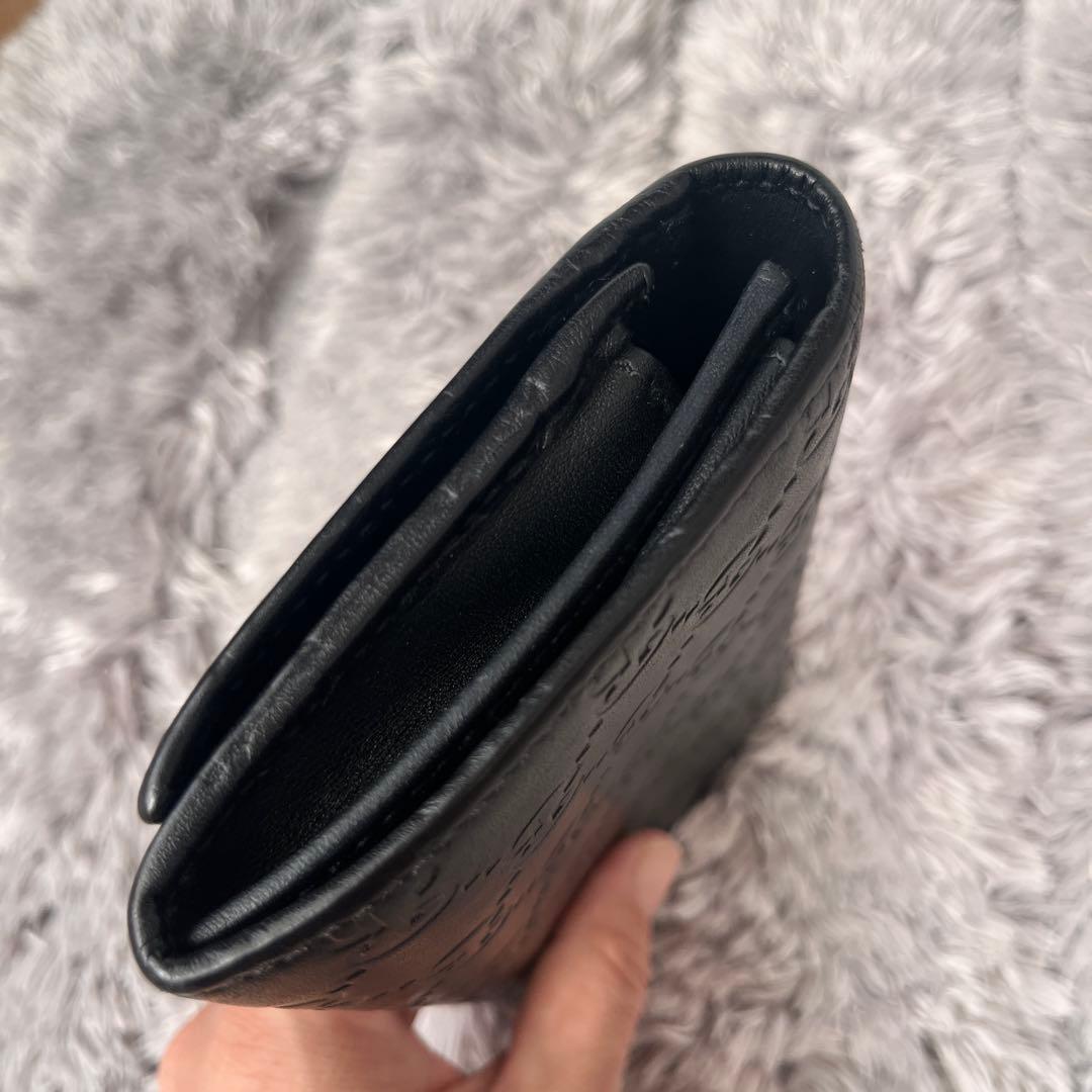 美品✨GUCCI シマ　長財布　ロゴプレート　ブラック　メンズ