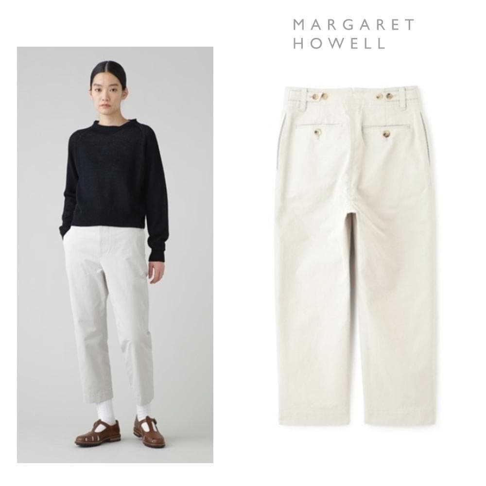 極美品*マーガレットハウエル 2023 コットンツイル*クロップド トラウザーズ