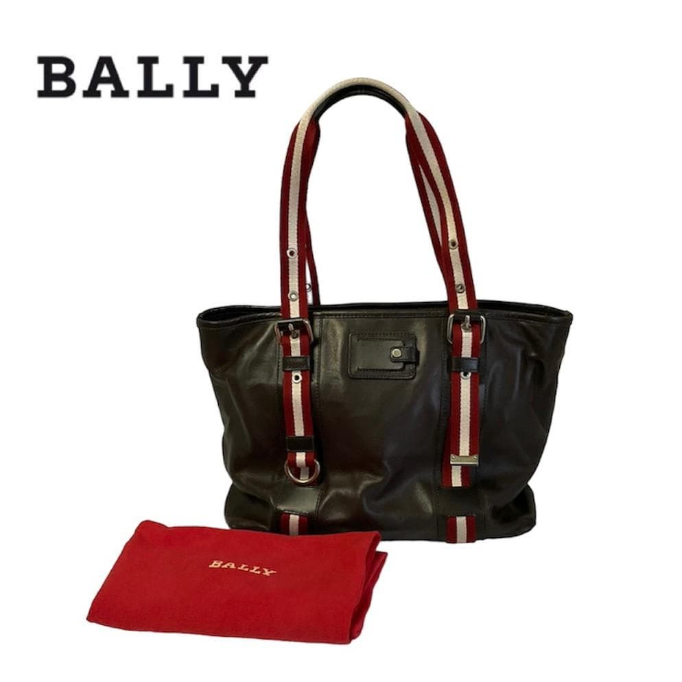 BALLY トート ハンドバッグ レザー 赤ストライプ トレインスポッティング