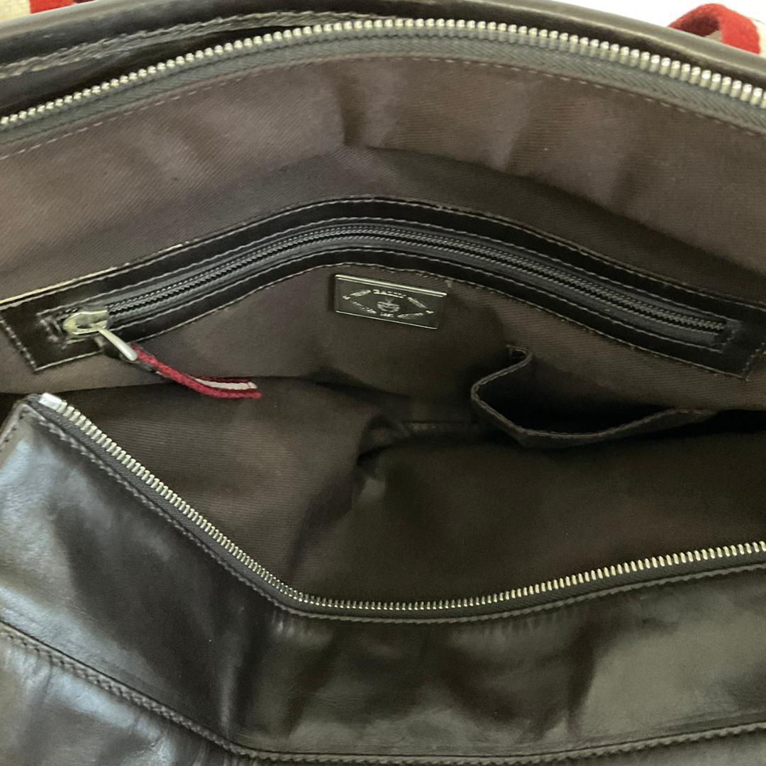 BALLY トート ハンドバッグ レザー 赤ストライプ トレインスポッティング