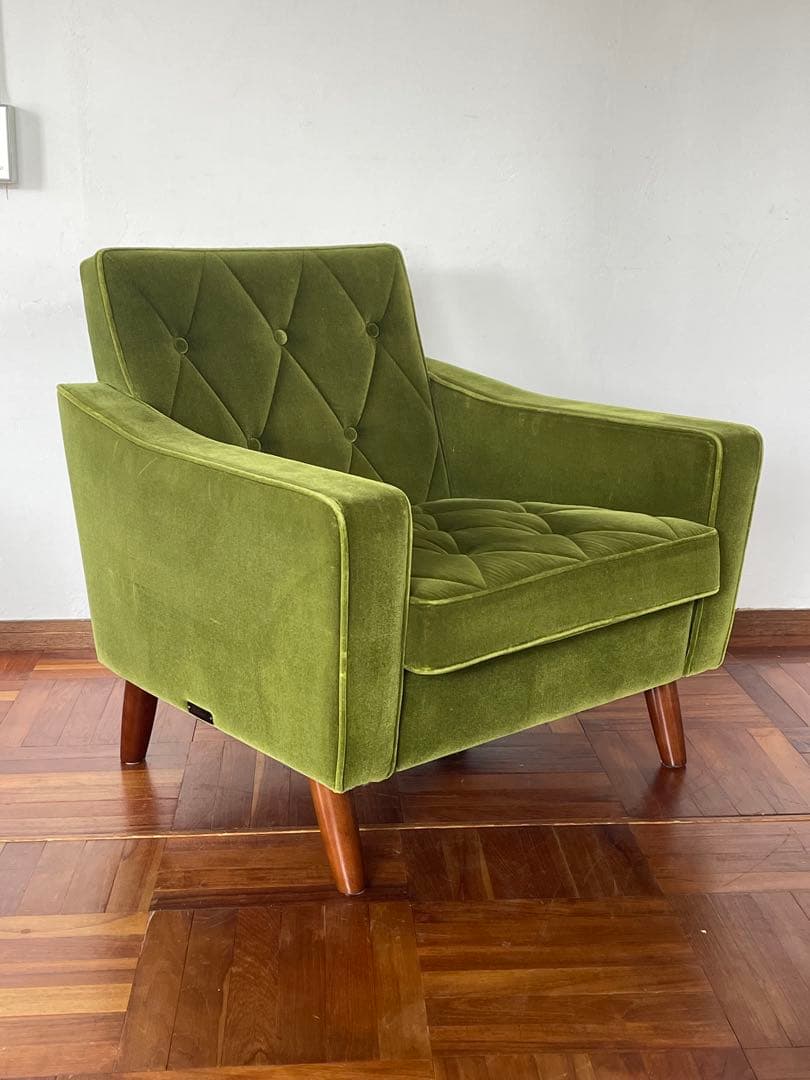 カリモク60 ロビーチェア オットマン セット モケットグリーン