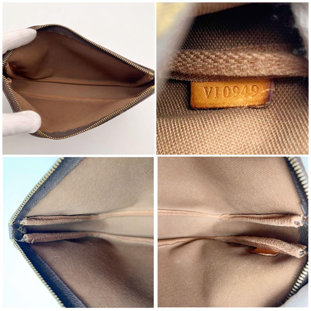 ルイヴィトン アクセソワール　ポーチ　ヌメ革 ブラウン　モノグラム　難あり