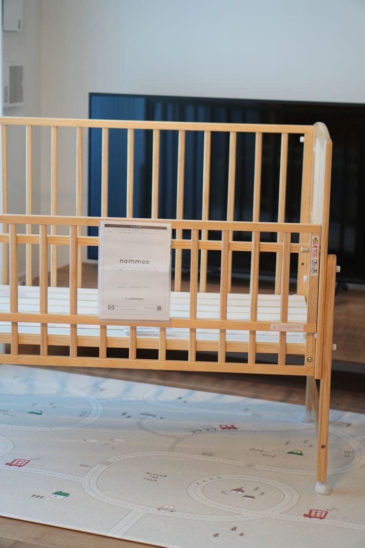 【美品】大和屋　ノモック　Wオープンハイタイプ　ベビーベッド　キャスター