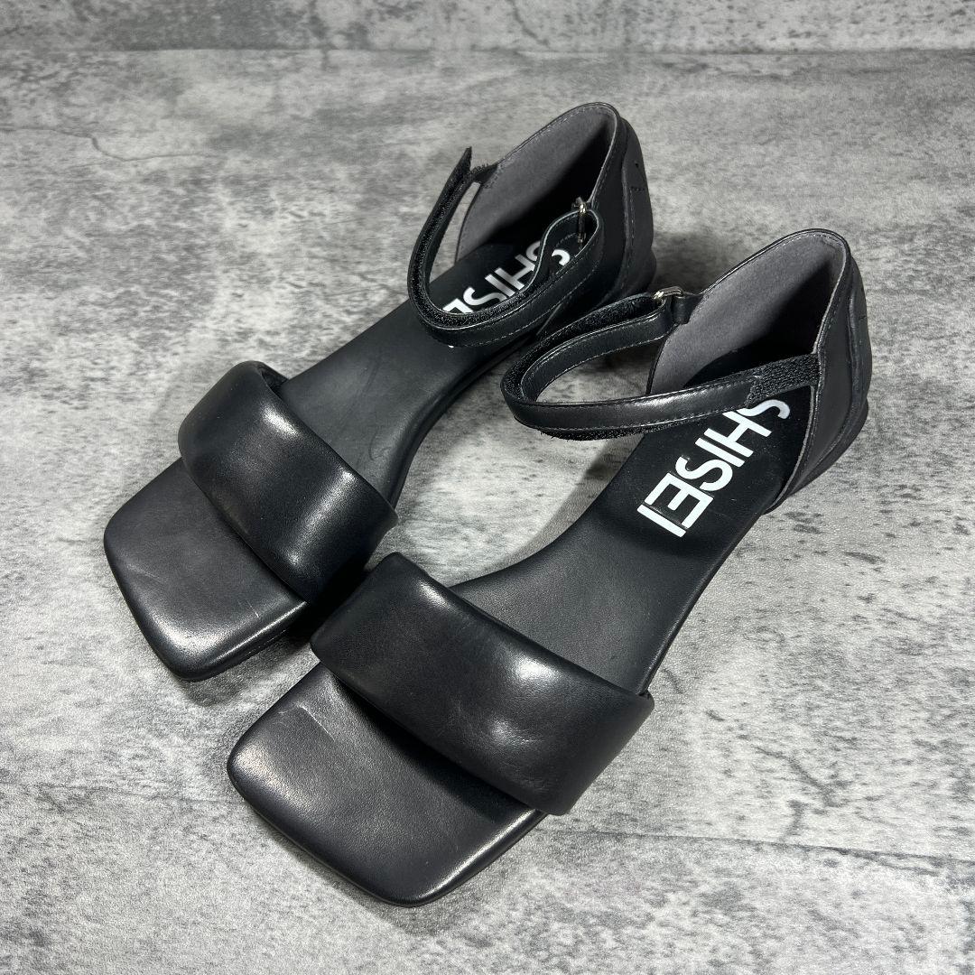 極美品【SHISEI】（36）パデッドサンダル アンクルストラップ ブラック