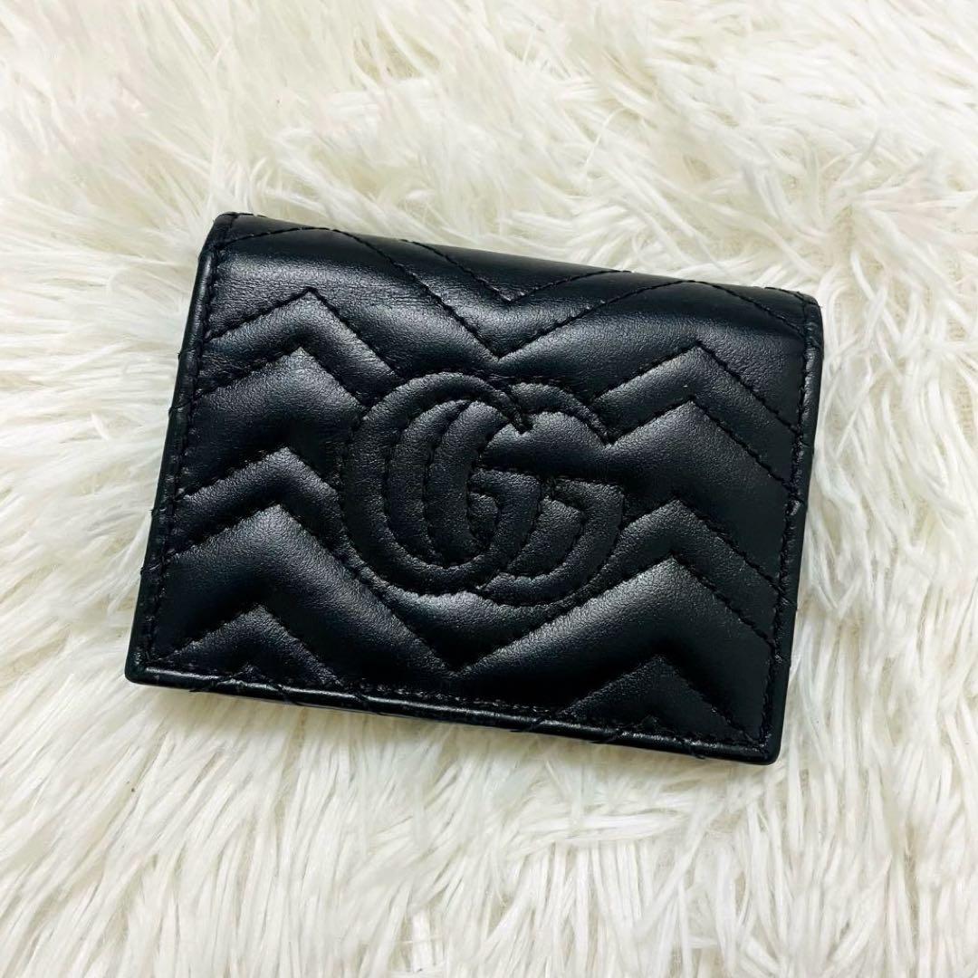 極美✨GUCCI 二つ折り財布 キルティング マーモントGG レザー