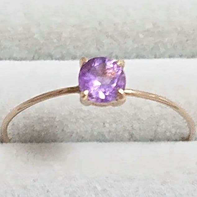 k10イエローゴールド ピンクアメジスト リング 13号 10金 華奢