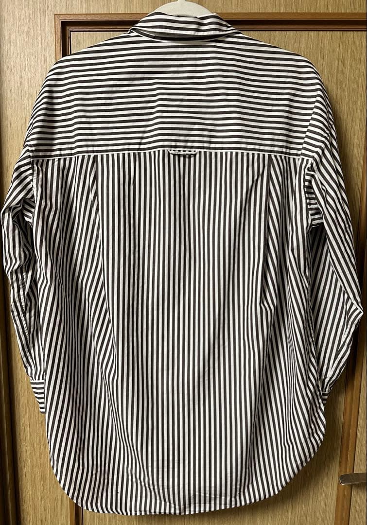 スピックアンドスパン 50コットンオーバーサイズシャツ ブラウン ストライプ