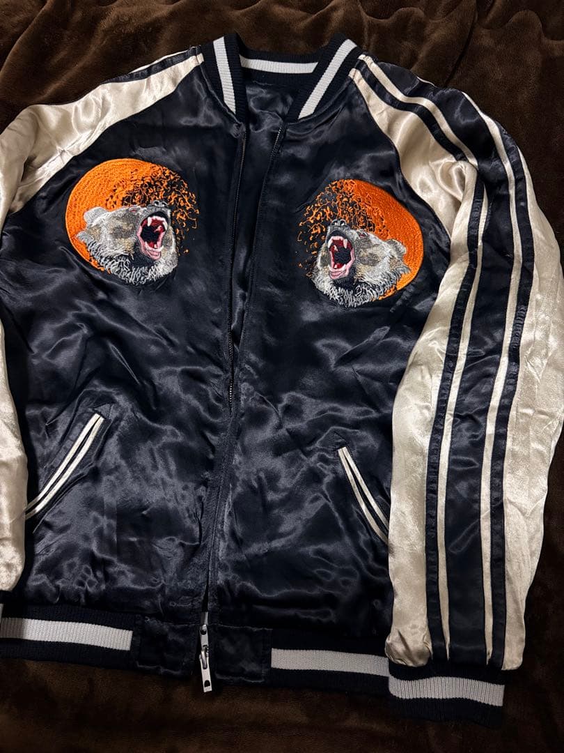 美品 ２面用 SATORI クマ 日本限定 スカジャン vintage レーヨン