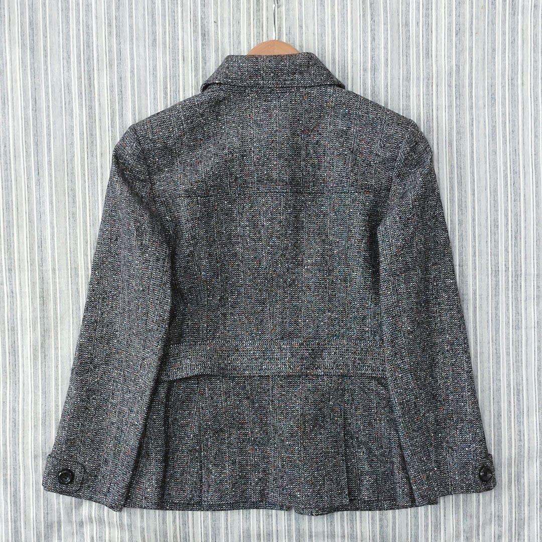 ★極美品★バーバリー＊ツイードジャケット＊絹混＊ベルト付き＊40