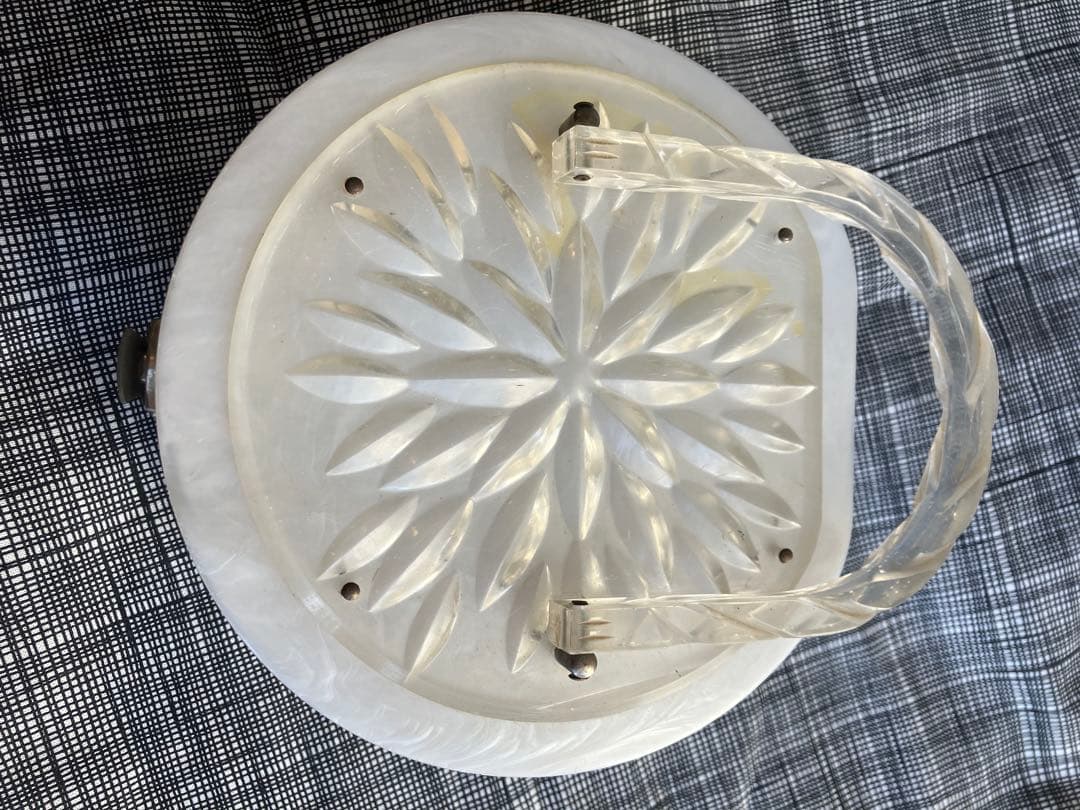 Vintage 1950s ルーサイトバッグ　乳白色マーブル　USA