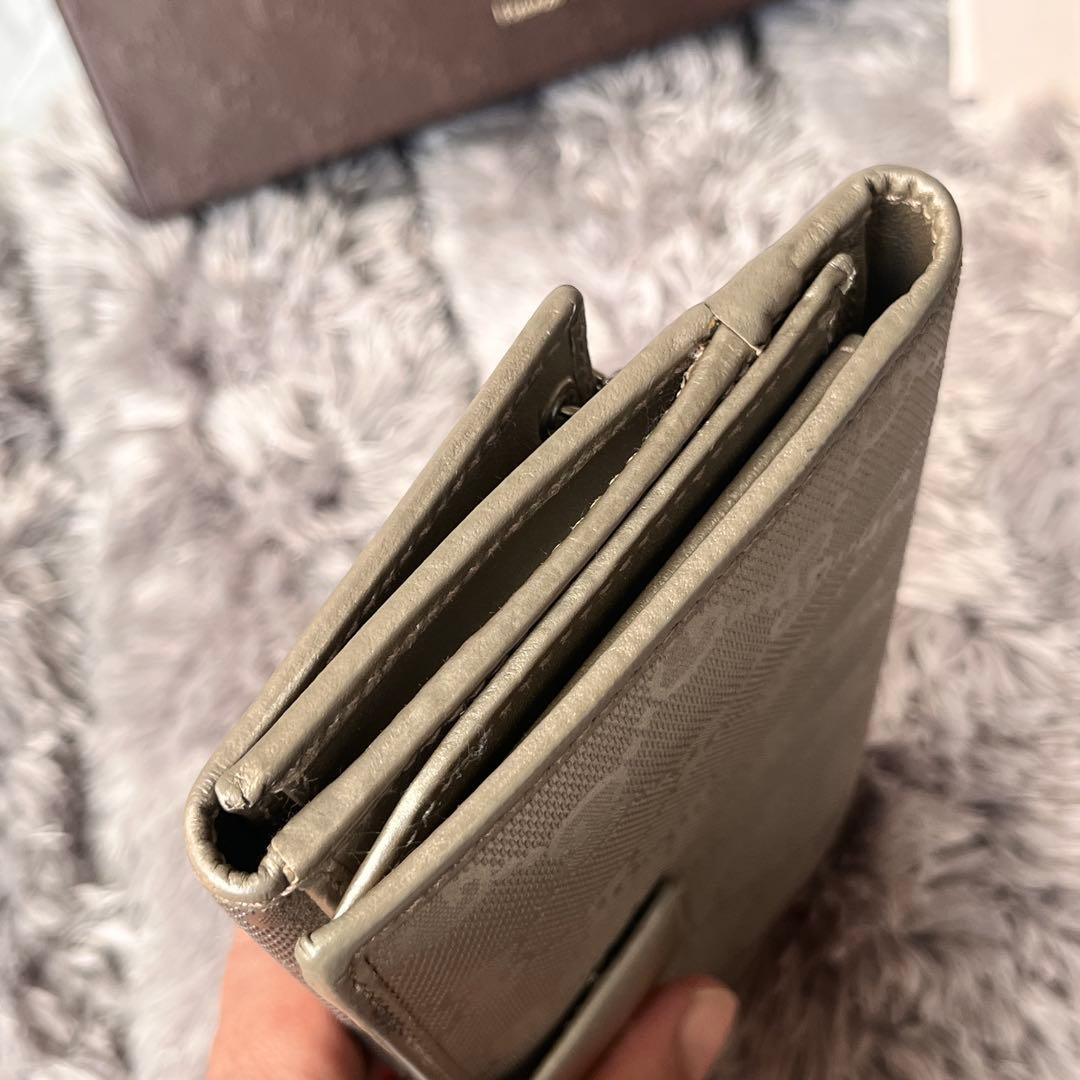 美品✨GUCCI インプリメ　GG柄　メタリックシルバー　グレー　メンズ　長財布