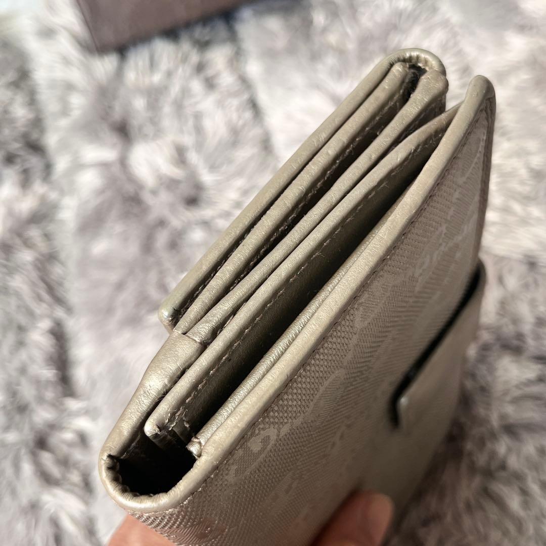 美品✨GUCCI インプリメ　GG柄　メタリックシルバー　グレー　メンズ　長財布