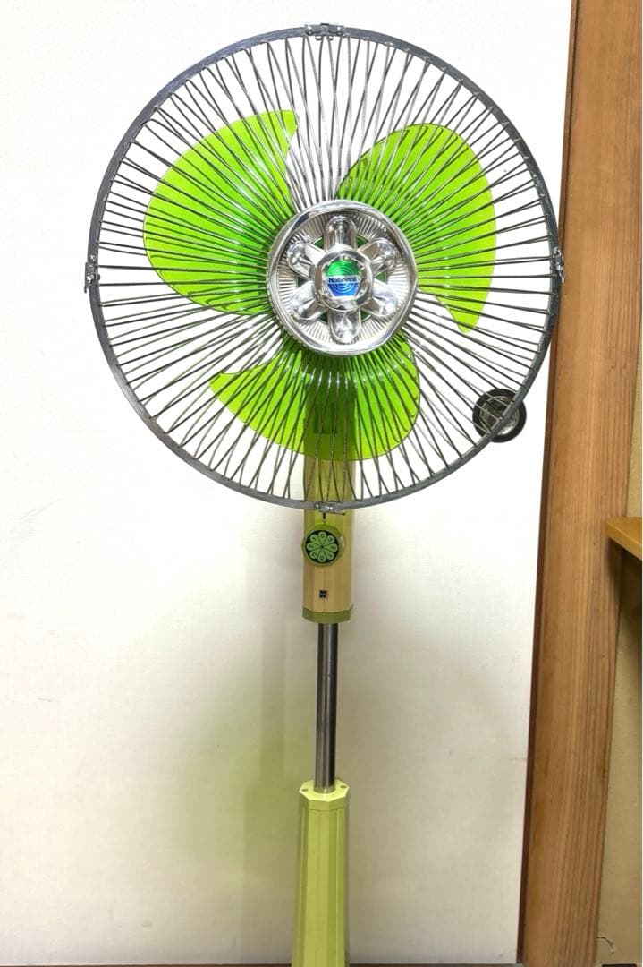 希少 昭和レトロ National 3枚羽 扇風機 大型 緑 ヴィンテージ
