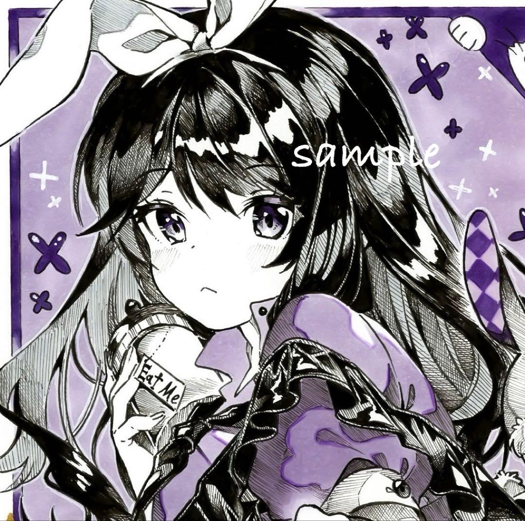 h*☆様 【黒アリス】オリジナル手描きイラスト☆アナログイラスト☆コピック☆色紙