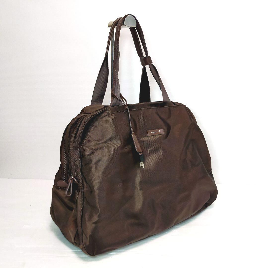 【美品】アニエスベー 大容量ボストン ブラウン 旅行にも最適！鍵付き