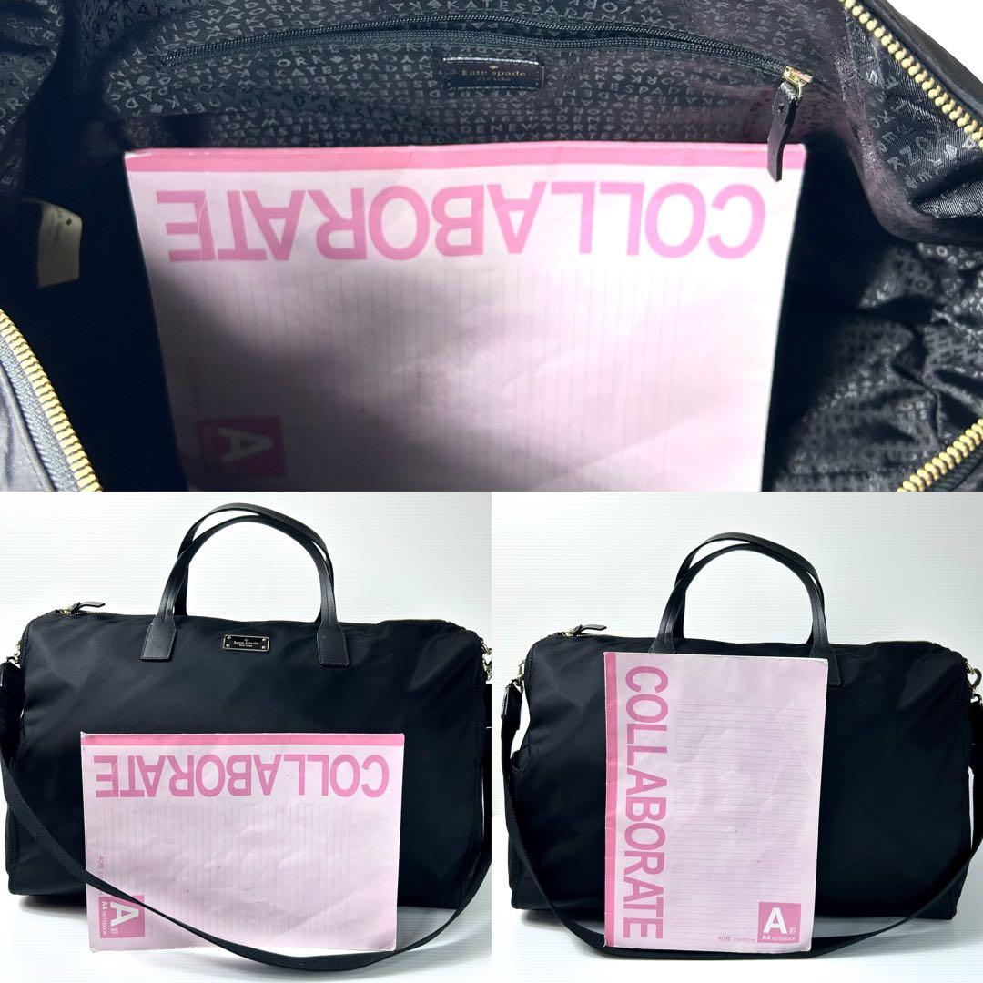 希少 超美品★kate spade 2way ボストン ブラック ロゴプレート