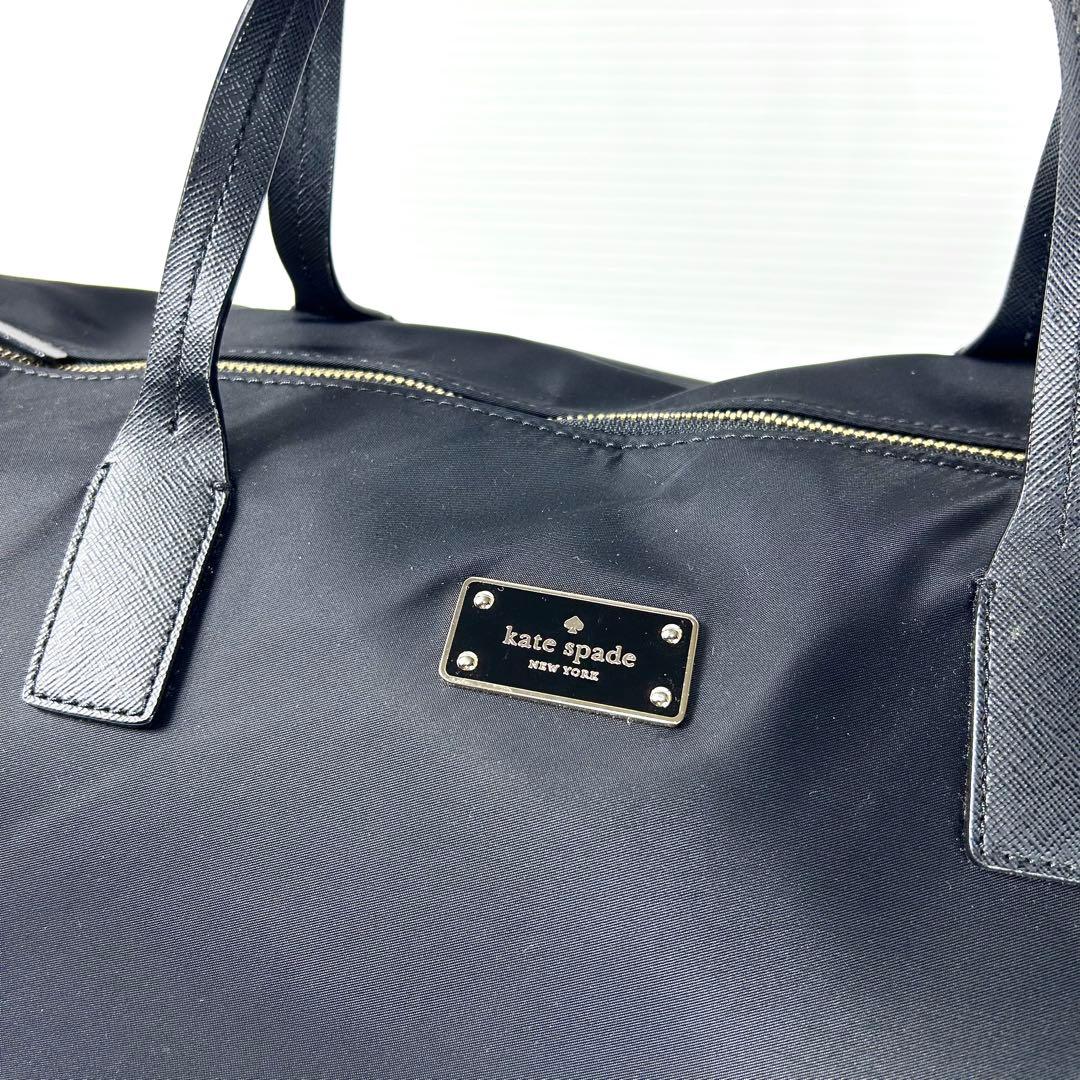 希少 超美品★kate spade 2way ボストン ブラック ロゴプレート