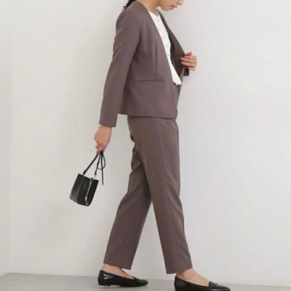 未使用級♡ナチュラルビューティーベーシックパンツスーツセットアップ ブラウン L