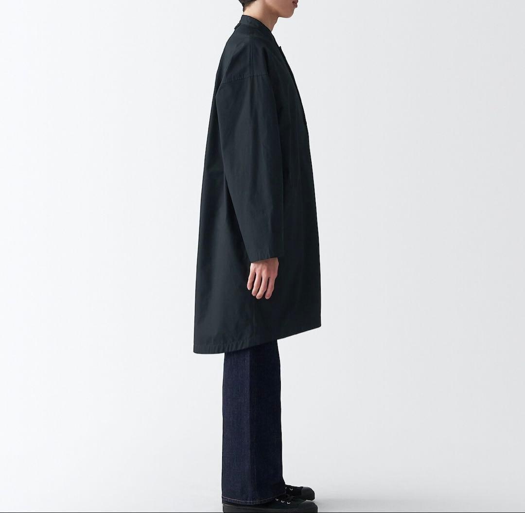 MUJI Labo 撥水高密度織りスタンドカラーコート 黒 L-XL