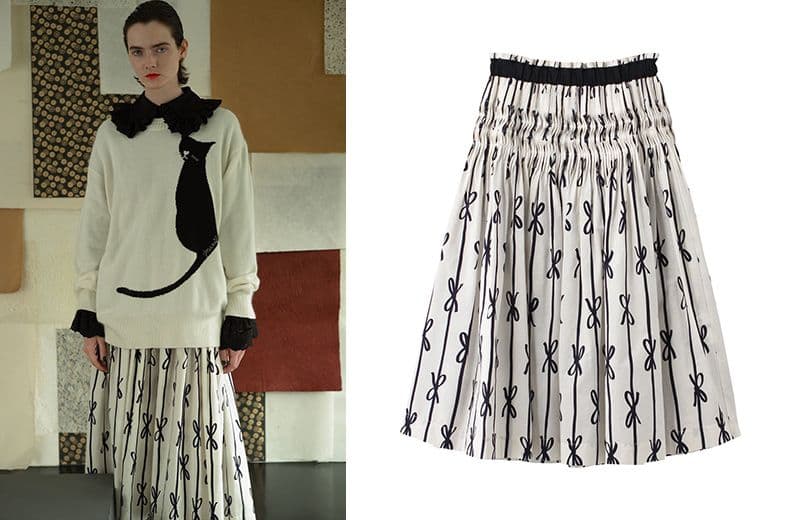 【美品】ミュベール MUVEIL 2022SS リボンストライプスカート 38