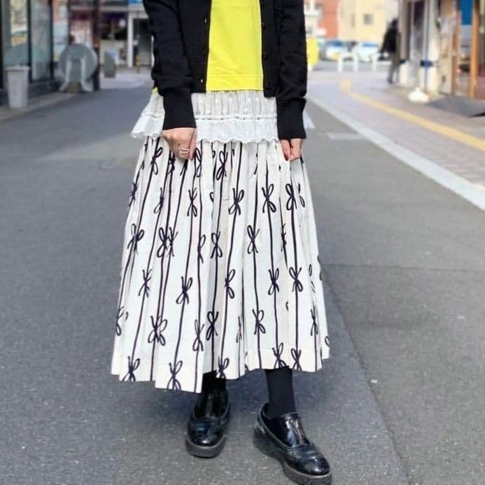 【美品】ミュベール MUVEIL 2022SS リボンストライプスカート 38